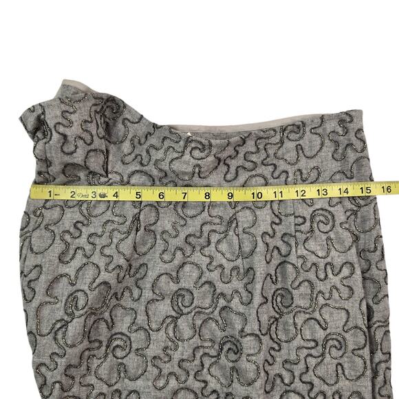 Comme Des Garcons Vintage Skirt Size Small Wool Midi Gray Embroidered Floral - Picture 4 of 7